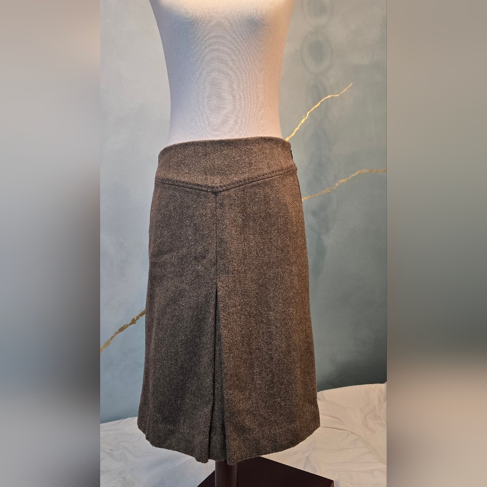 Gap Wool Tweed Herribone A-Line Skirt Front Pleat S